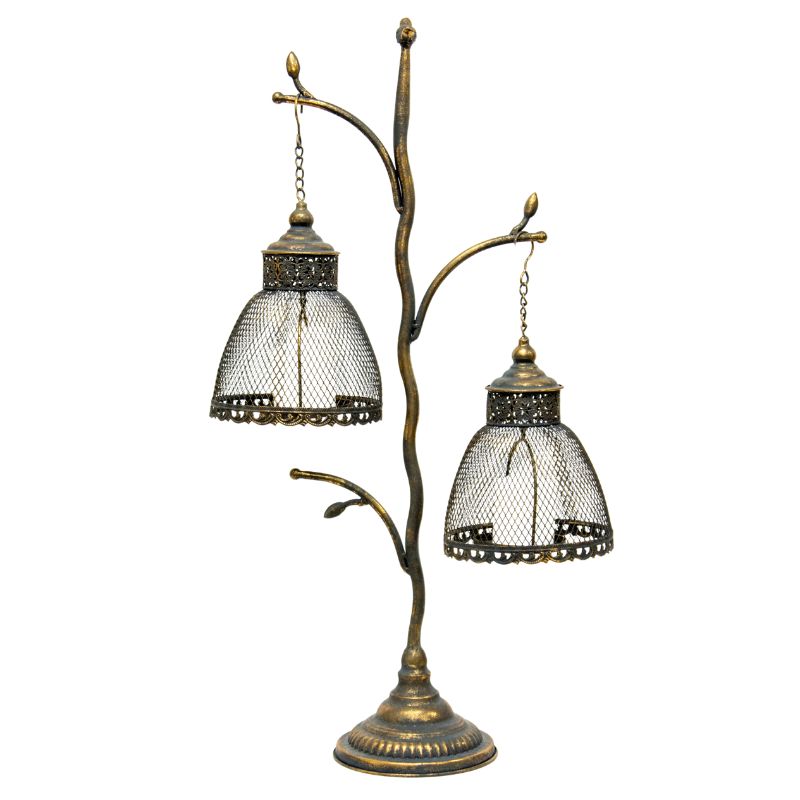 Lustre Branched Stand w 2 Shaded Pillar Candleholders 83cm