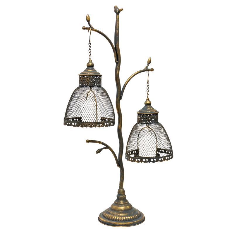 Lustre Branched Stand w 2 Shaded Pillar Candleholders 83cm - Image 2