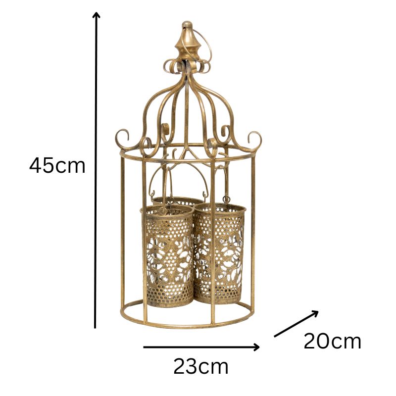 Lustre 'Cage' w 3 Pillar Candleholders 45cm - Image 3