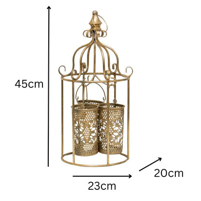 Lustre 'Cage' w 3 Pillar Candleholders 45cm - Image 3
