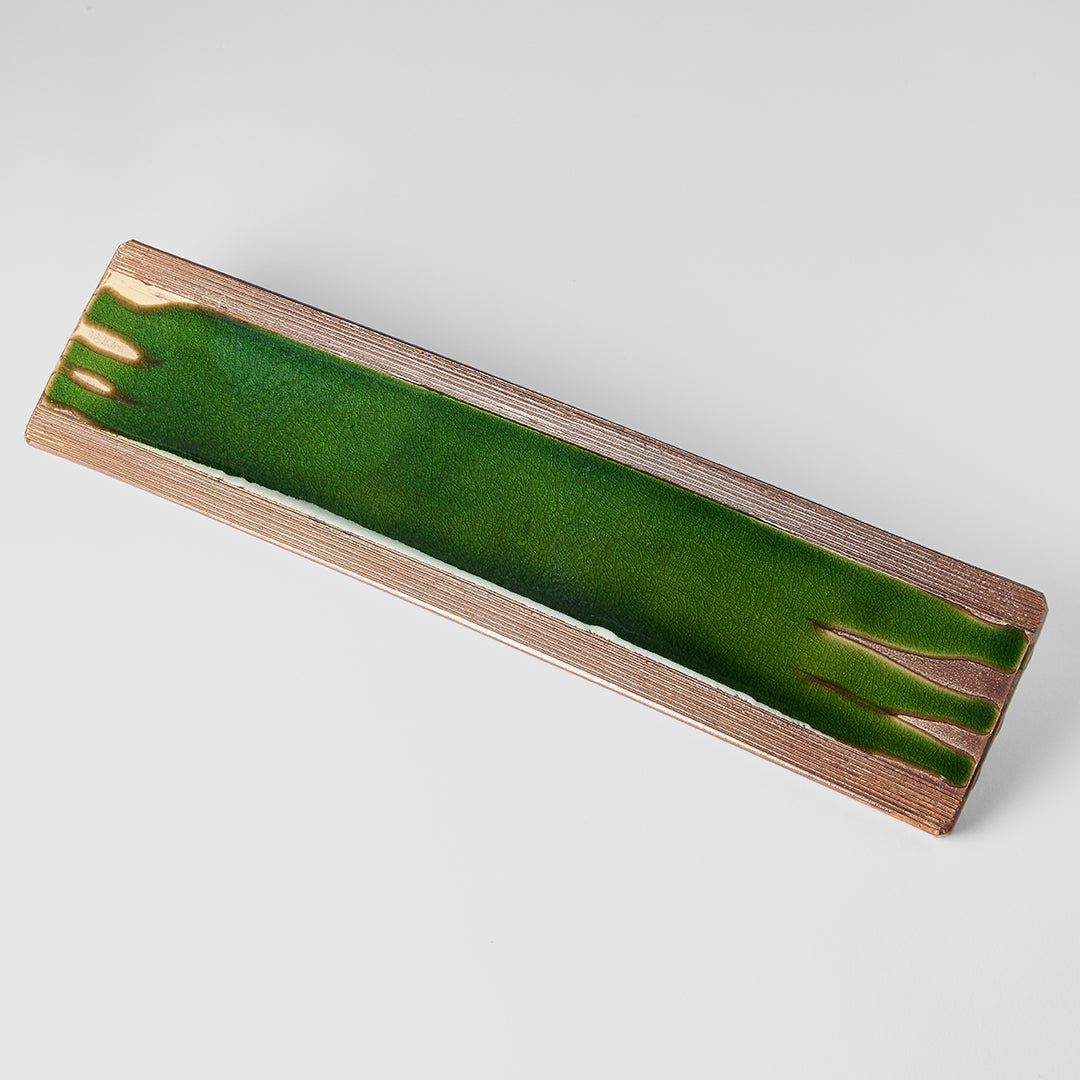 Platter Rectangular 52cm Earth Bright Green Glaze - Image 2