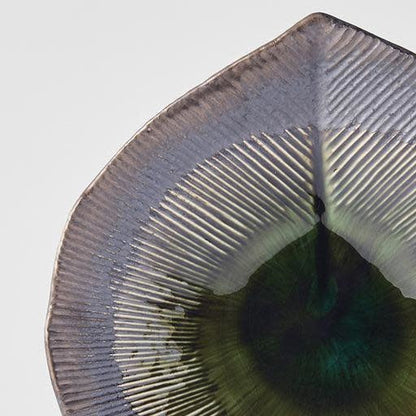 Bowl Shallow Leaf Shape 25cm Midori Glaze - Image 2