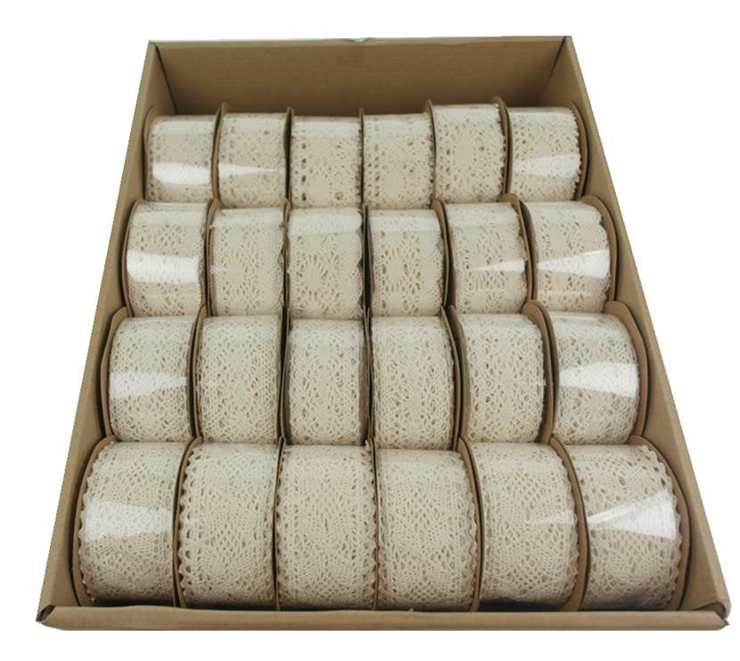 Bulk 36 Cotton Lace Ribbon 3 Display Box