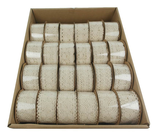 Bulk 36 Cotton Lace Ribbon 3 Display Box