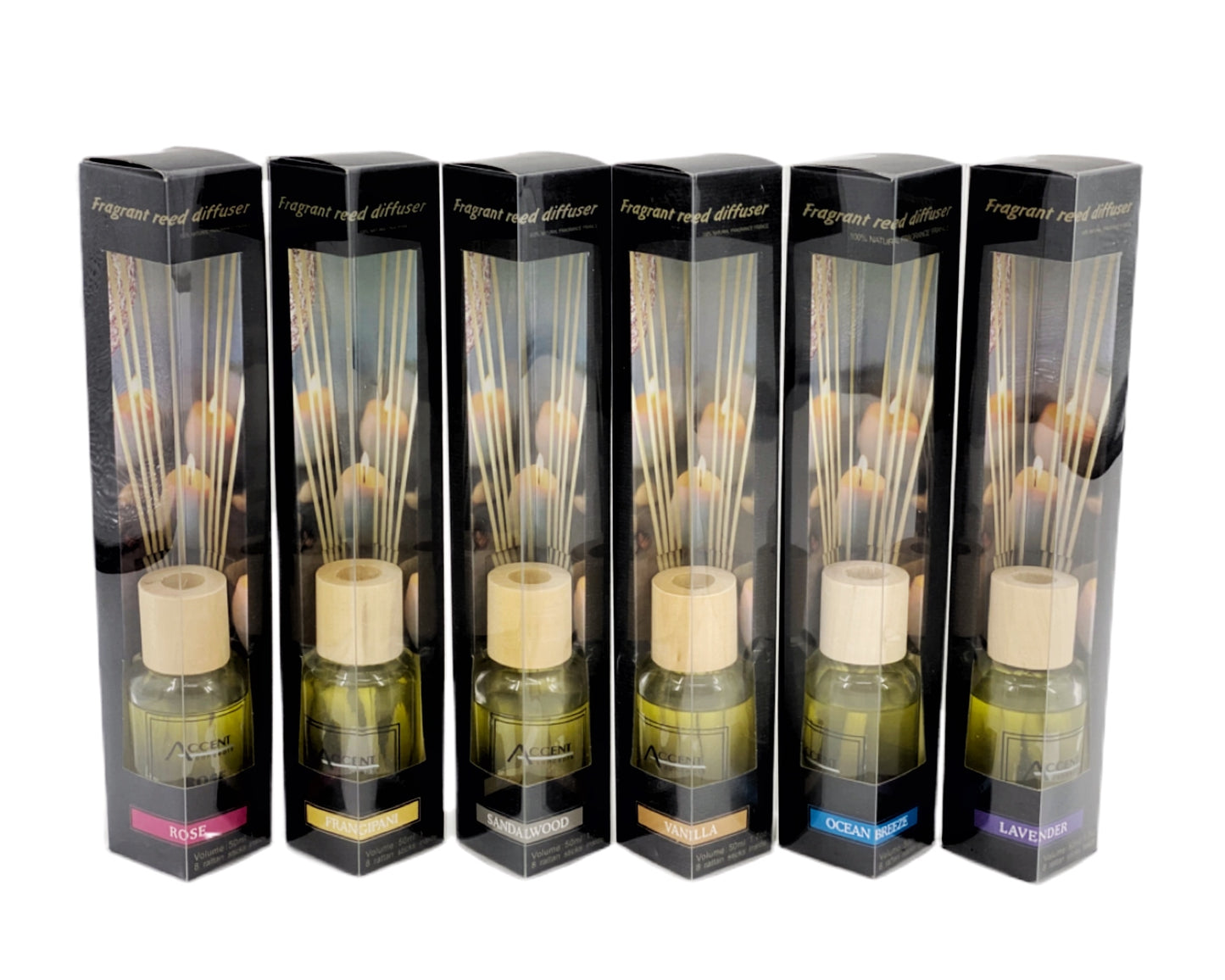 bulk 48 50ml Fragrant Oil Diffuser 8 Rattan Sticks Assorted fragrance