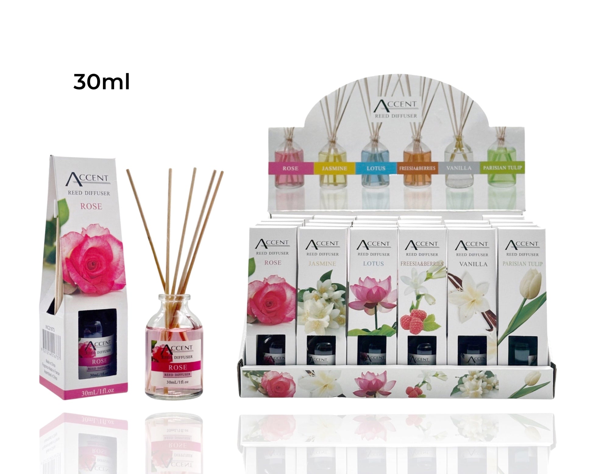 bulk 72 Mini Reed Diffuser 6 Fragrances 30ml