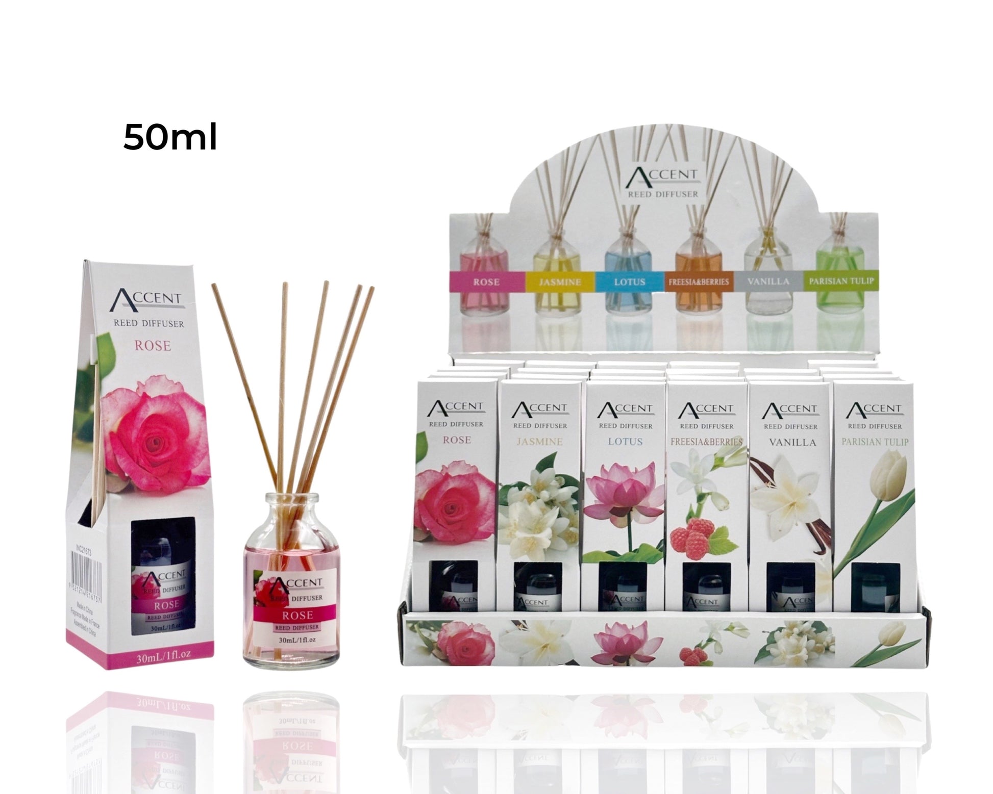 Bulk 48 50ml Mini Reed Diffuser 6 Fragrances In Display Unit