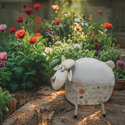 Pink And Green Floral Sheep 22cm - Image 2