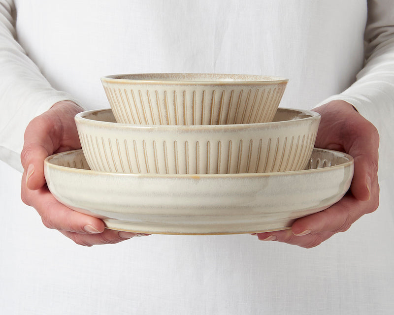 Rice Bowl 12cm Ridged Alabaster Glaze - Image 5