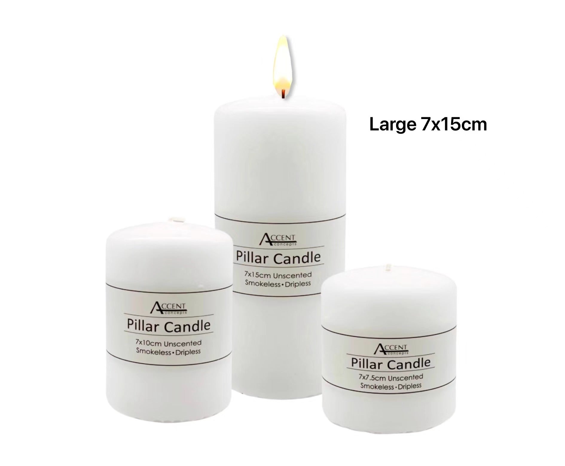 bulk 24 Unscented White Pillar Candle 15cm