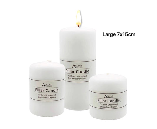 bulk 24 Unscented White Pillar Candle 15cm