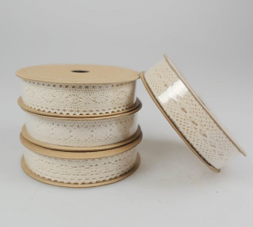 bulk 72 3m Cotton Lace Ribbon 16mm w/ Display Box