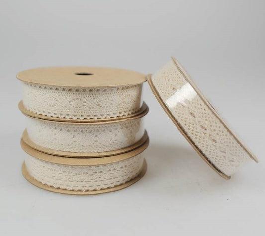 bulk 72 3m Cotton Lace Ribbon 16mm w/ Display Box