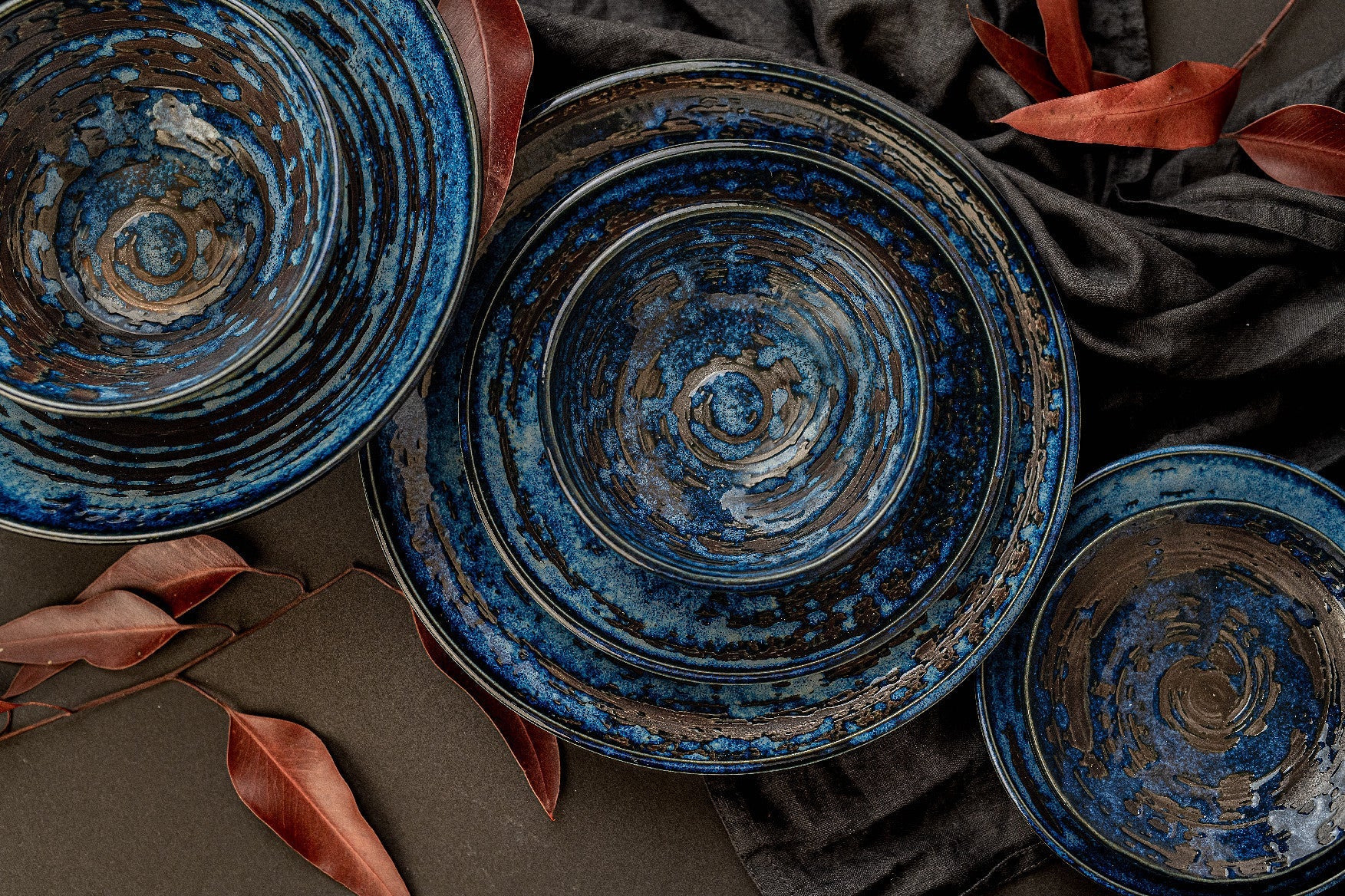 Bowl U Shape 13cm Copper Swirl Glaze - Image 5