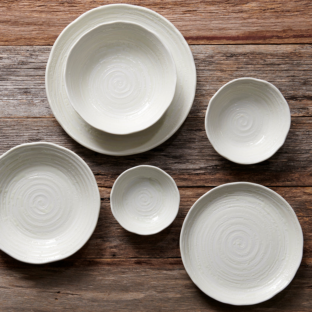 Bowl 23.5cm White Spiral Glaze - Image 3
