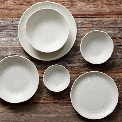 Bowl 23.5cm White Spiral Glaze - Image 3