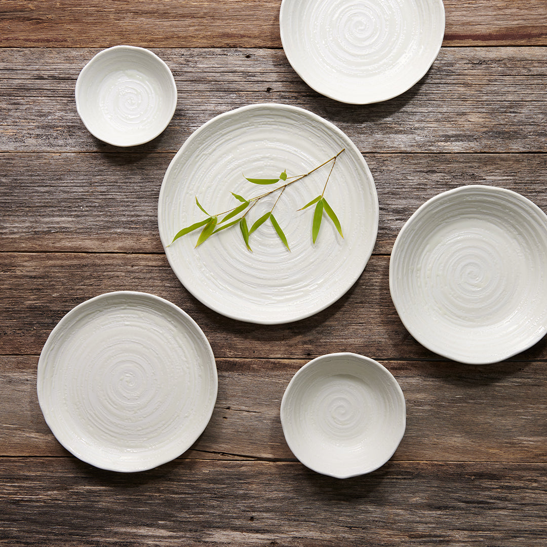 Bowl 23.5cm White Spiral Glaze - Image 4