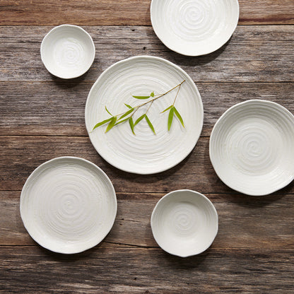 Dinner Plate 29.5cm White Spiral Glaze - Image 3
