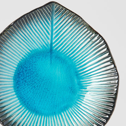 Plate Leaf Shape 16cm Sky Blue Glaze - Image 2