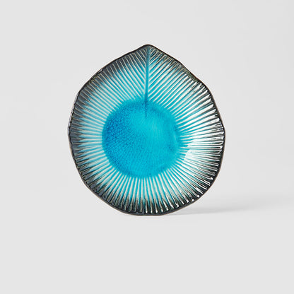 Plate Leaf Shape 16cm Sky Blue Glaze - Image 3