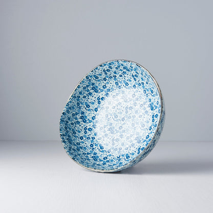Bowl Organic Shape 20cm Blue Daisy Glaze - Image 4