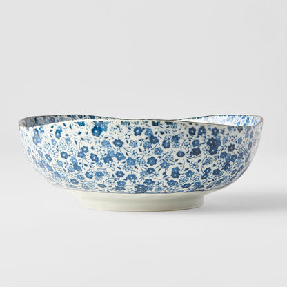 Bowl Organic Shape 20cm Blue Daisy Glaze - Image 2