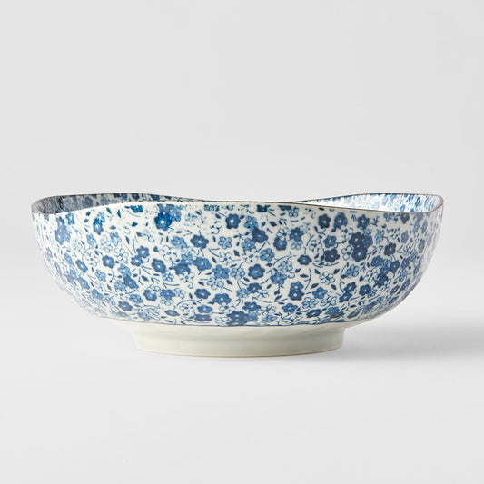 Bowl Organic Shape 20cm Blue Daisy Glaze - Image 2