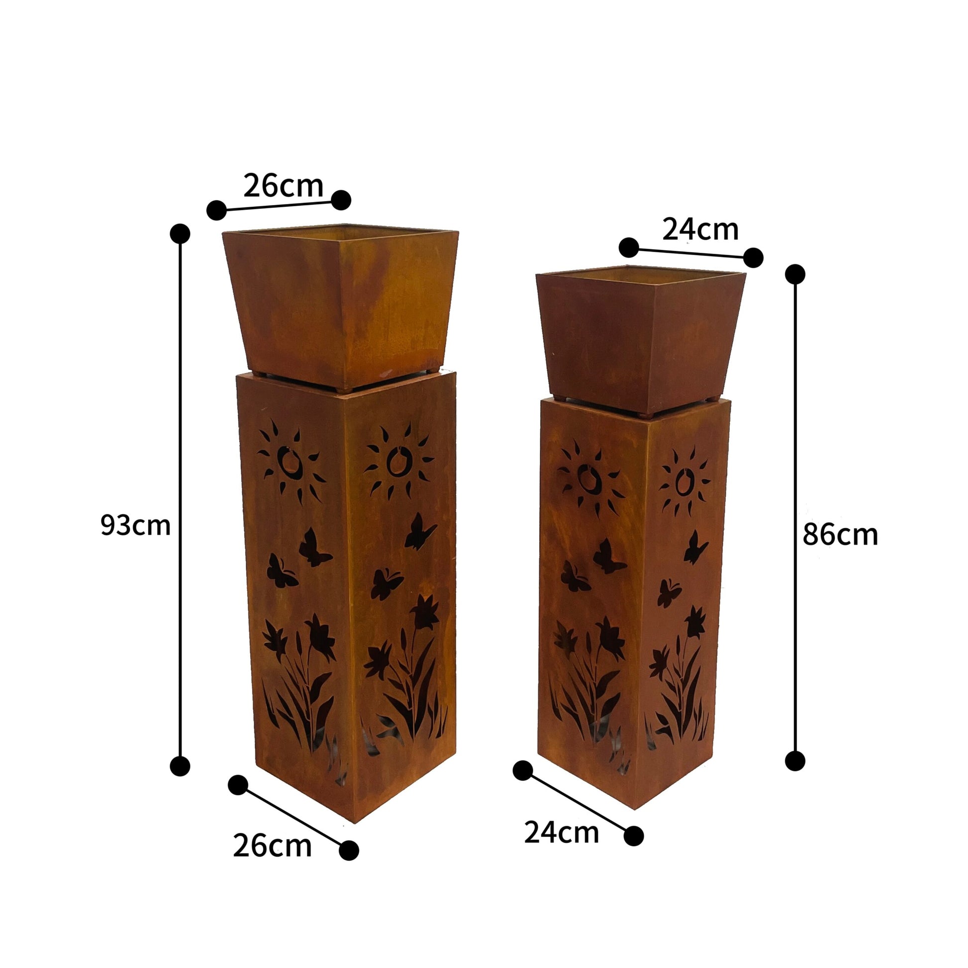 Set 2 Nested Square Pilla Rust 'Sunsihine' Planters 93cm, 86cm - Image 5