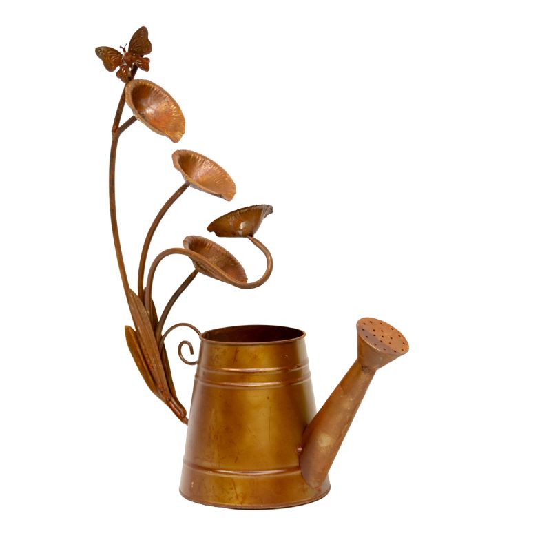 Decorative Rust Watering Can w Lilypads 57cm - Image 3