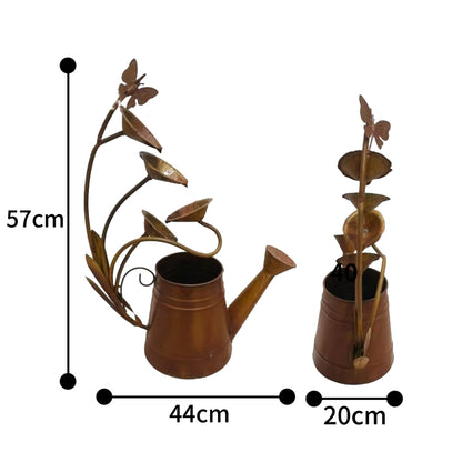 Decorative Rust Watering Can w Lilypads 57cm - Image 4