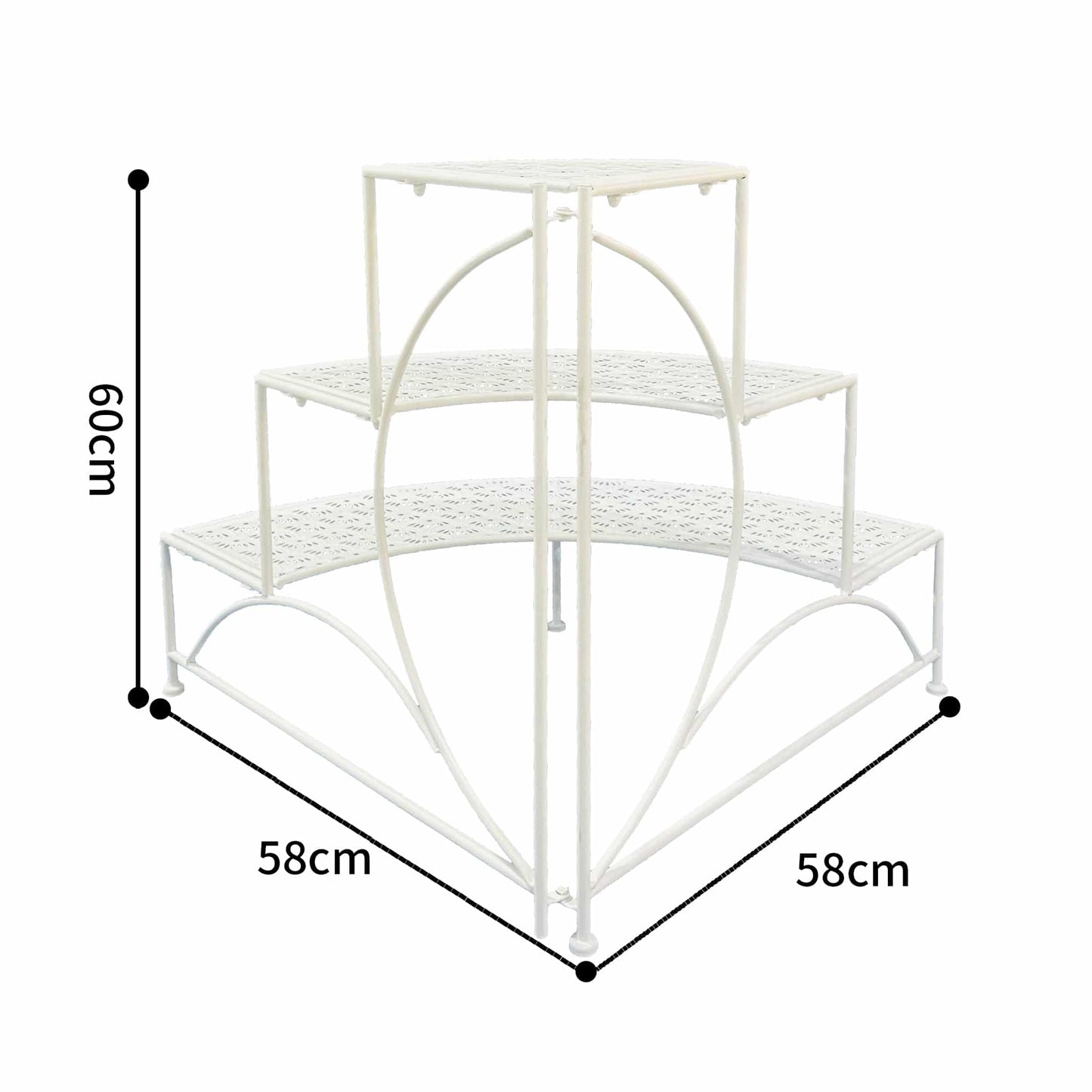 Riviera 3 Tier Round Fronted Corner Potplant Stand 60cm - Image 5