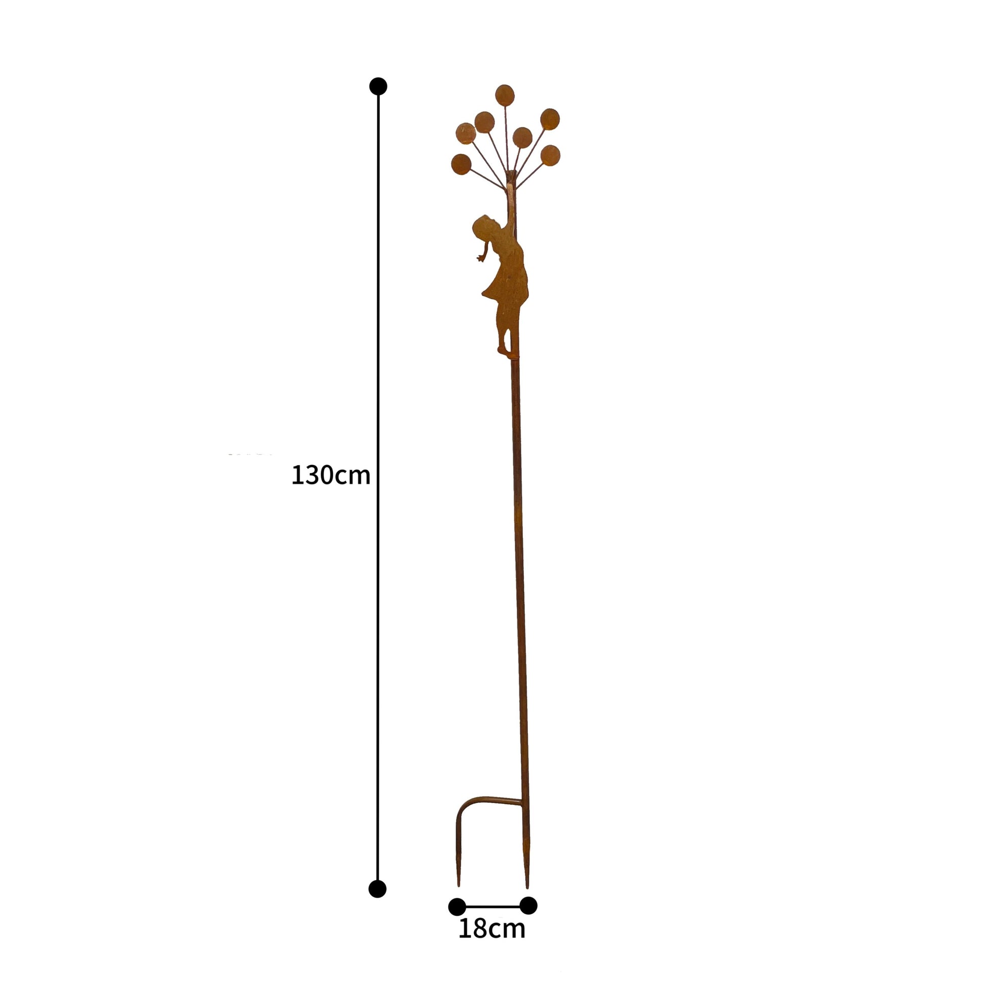Rust Girl w Balloons Garden Stake 125cm - Image 5