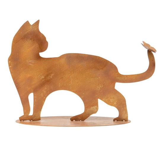 Rust Cat + Butterfly Ornament on Base 50cm - Image 2