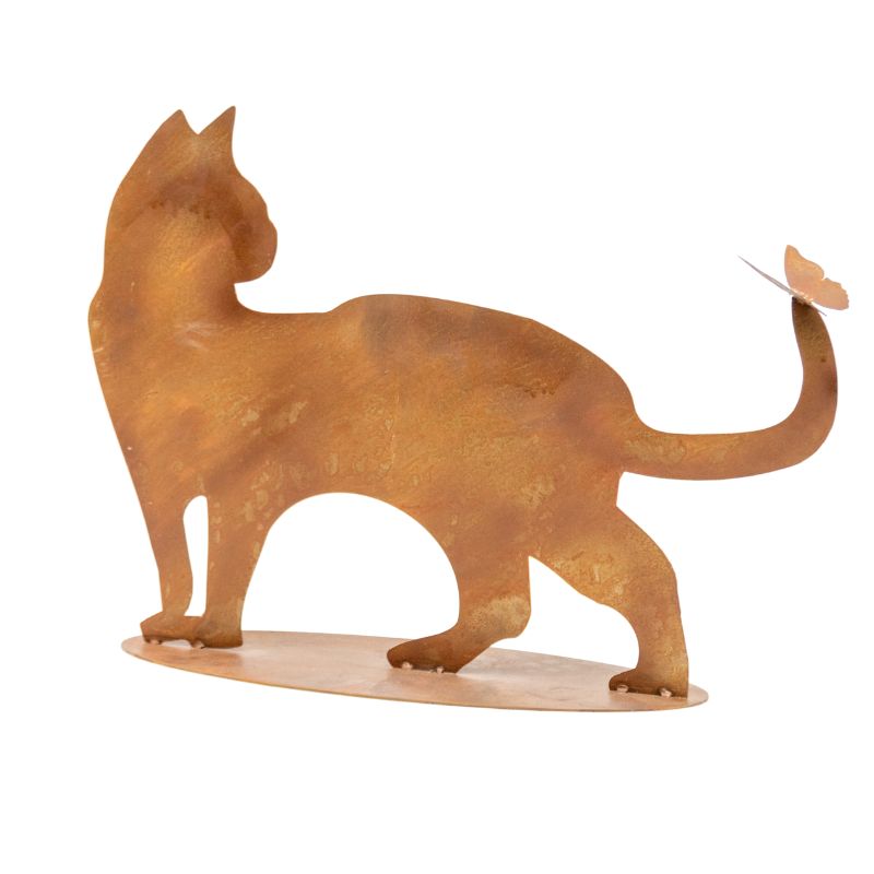 Rust Cat + Butterfly Ornament on Base 50cm - Image 3