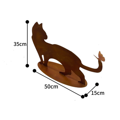 Rust Cat + Butterfly Ornament on Base 50cm - Image 5