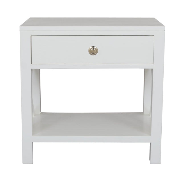 Catalina Crossed White Bedside / Side Table 60cm - Image 3