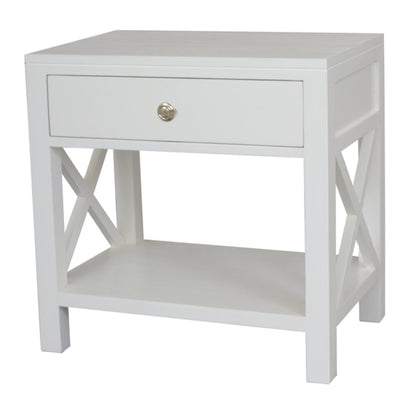 Catalina Crossed White Bedside / Side Table 60cm