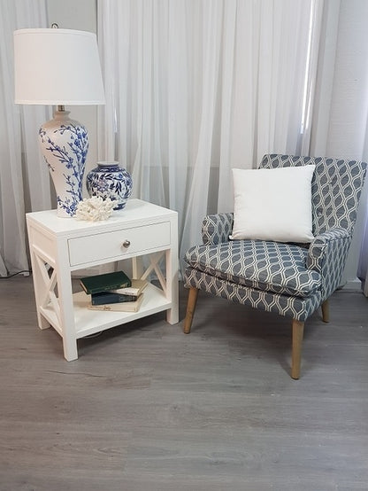 Catalina Crossed White Bedside / Side Table 60cm - Image 4
