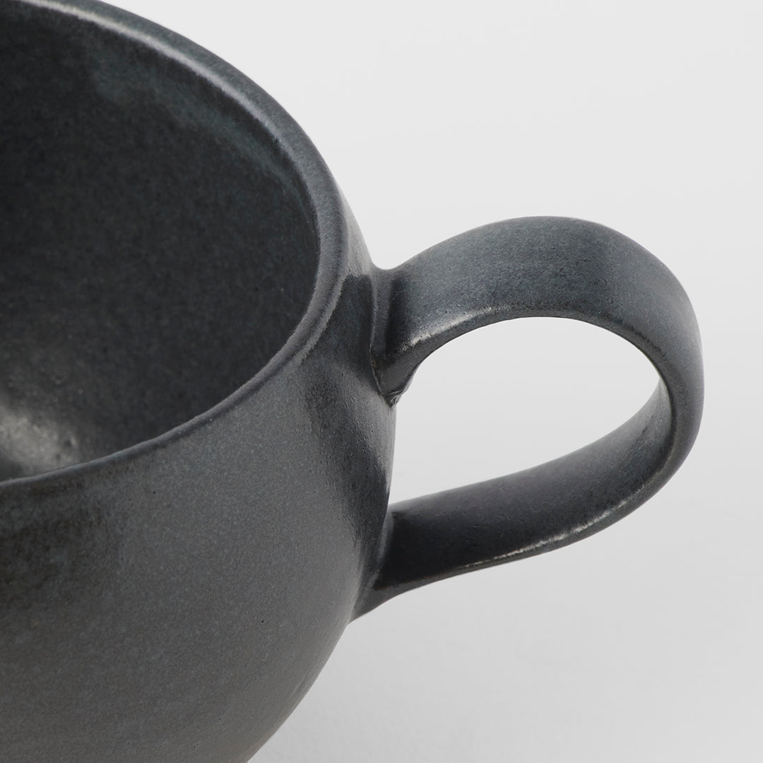 Sphere Mug with Handle 300ml Black Glaze - Image 2