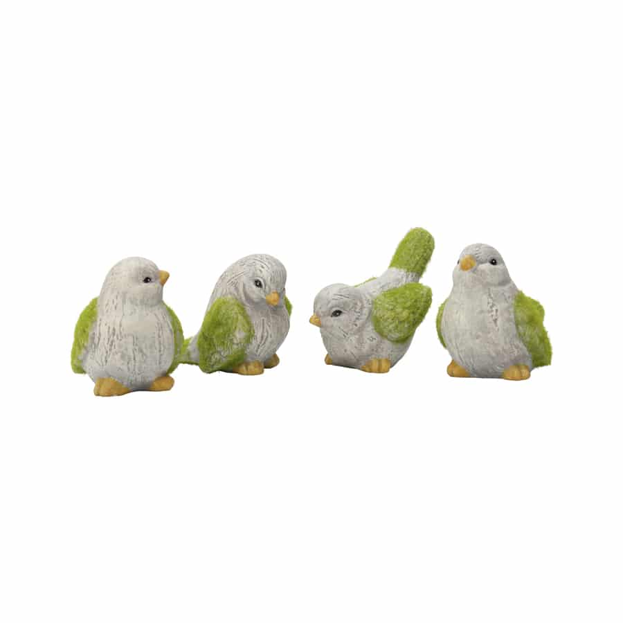 Set 4 Asst Bird Family Ceramic Ornament 10cm