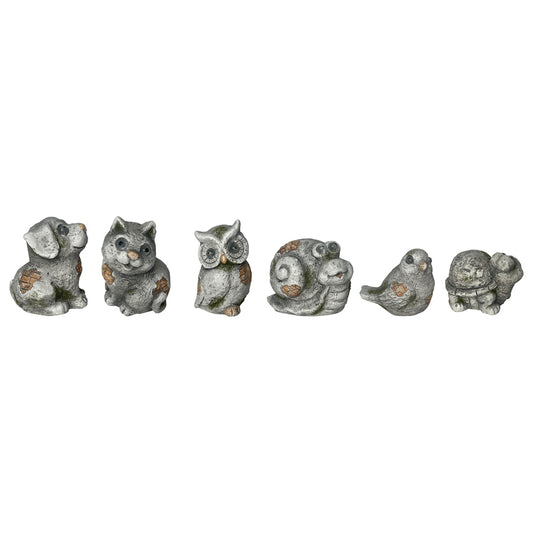 Set 6 Asst Garden Animal Figurines Paperweights 