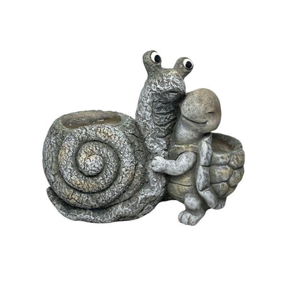 Snail+ Tortoise Planter W  Hole & Plug 38x31cm