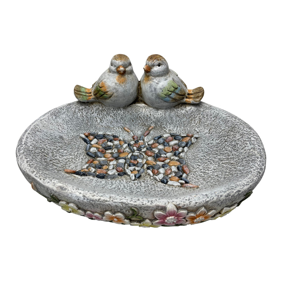Birdbath w Colour Birds Flowers Pebble Butterfly 40cm - Image 5
