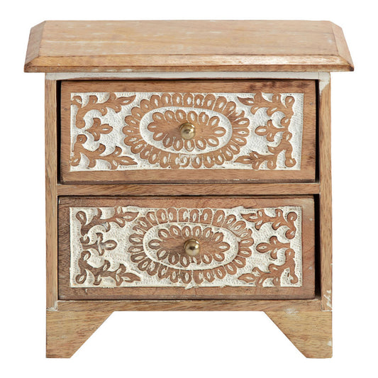 2 Drawer Mango Wood Trinket Box 23cm