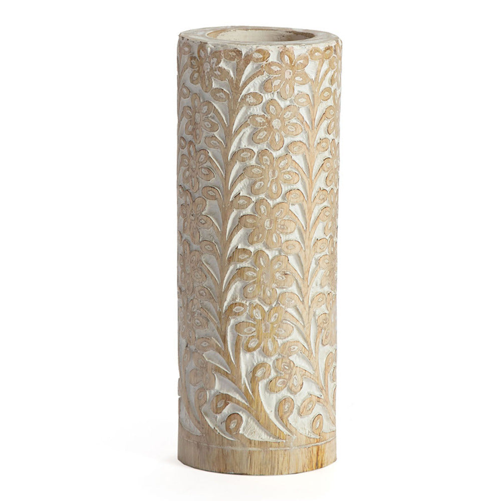 Hand carved Tapered Mango Wood Vase 30cm