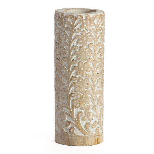 Hand carved Tapered Mango Wood Vase 30cm