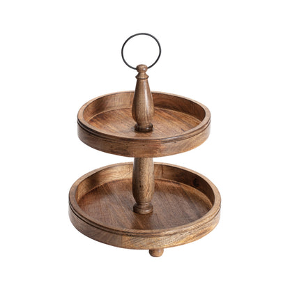 Handcrafted Mangowood 2 Tier Cupcake Stand 39cm - Image 2