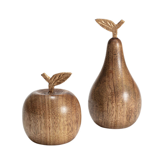 Set 2 Handcrafted Apple & Pear Assorted 15cm, 10cm