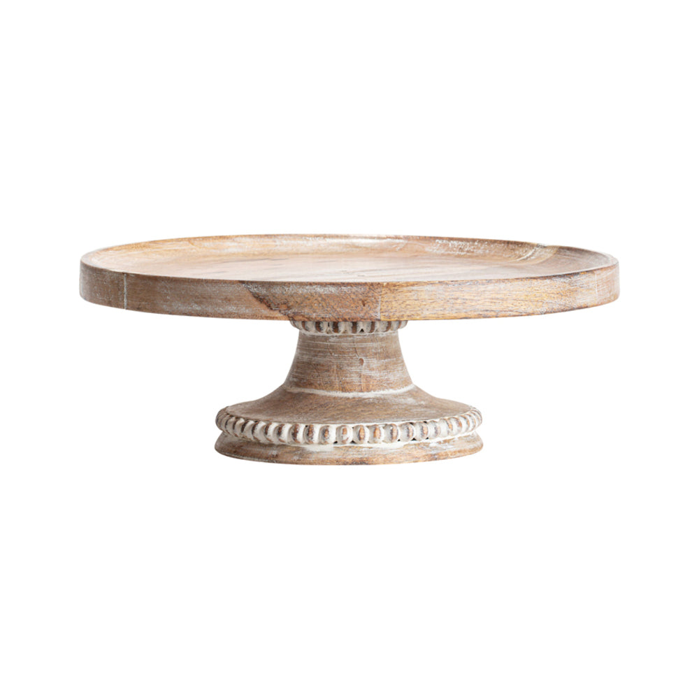 Handcrafted Mangowood Beaded Cake Stand 30cm