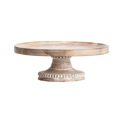 Handcrafted Mangowood Beaded Cake Stand 30cm